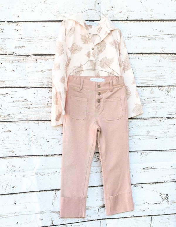 Pantalon vuelta rosa sarga lycra