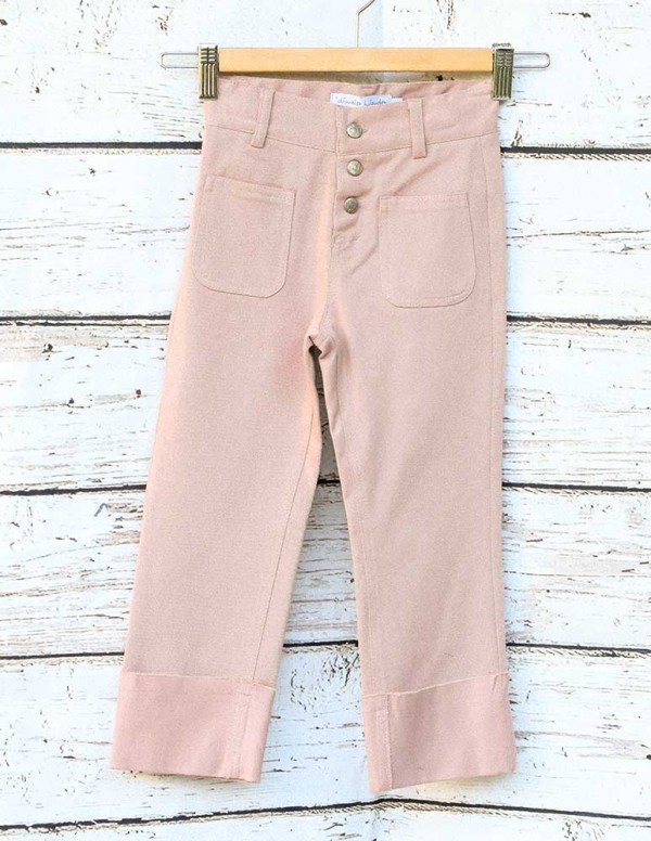 Pantalon vuelta rosa sarga lycra