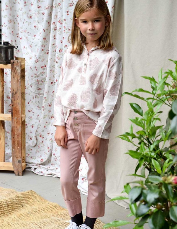 Pantalon vuelta rosa sarga lycra