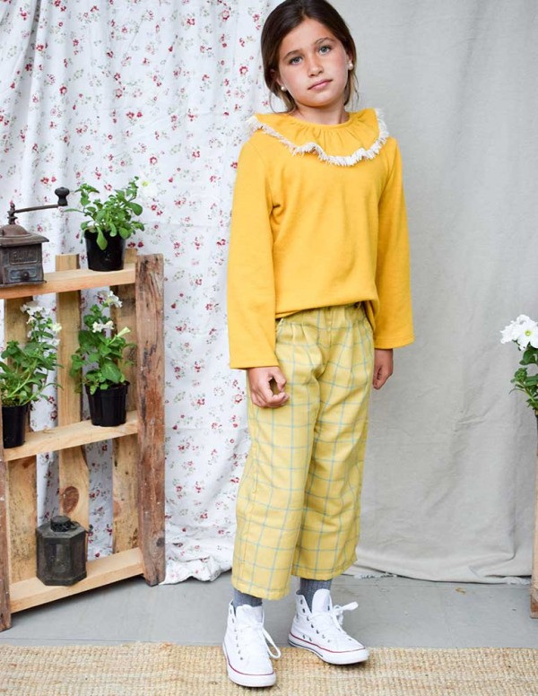 Culotte cuadros mostaza/verde indiana