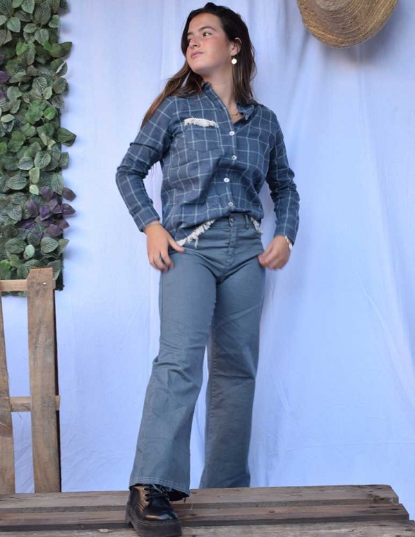 Sobrecamisa cuadros azul/verde indiana