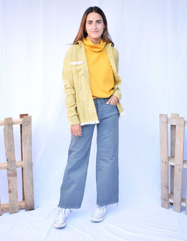 Sobrecamisa cuadros mostaza/verde indiana