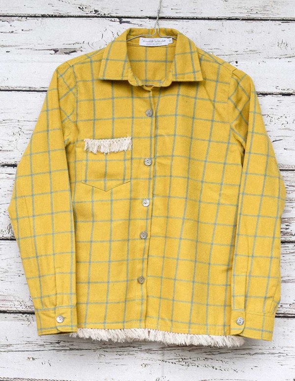 Sobrecamisa cuadros mostaza/verde indiana