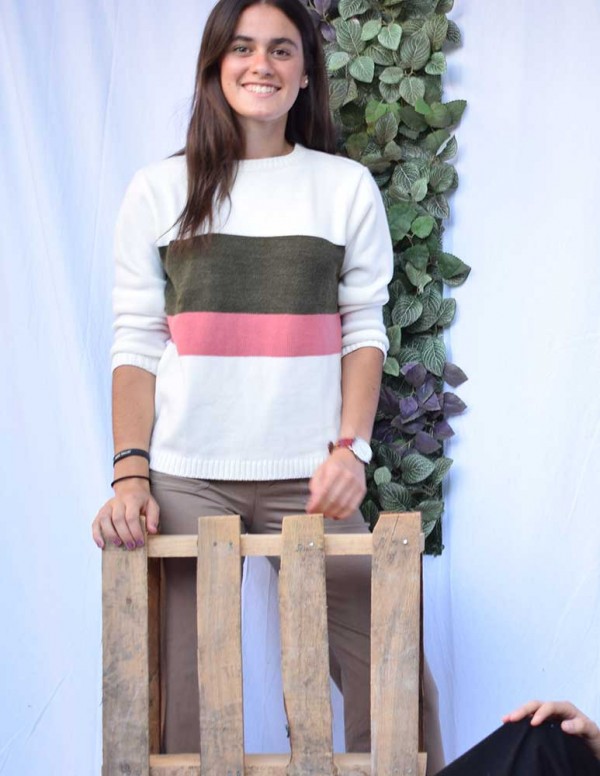 Jersey cenefa tricolor blanco roto 2