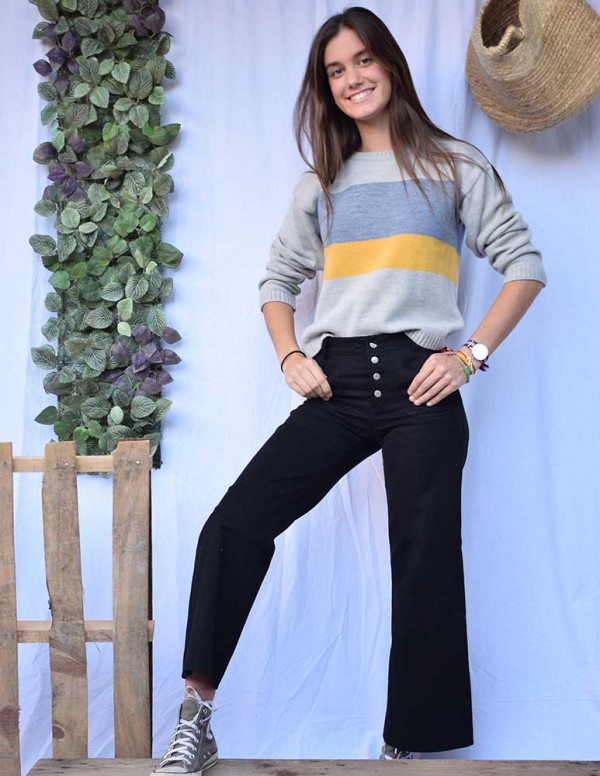 Pantalón culotte jean negro 2