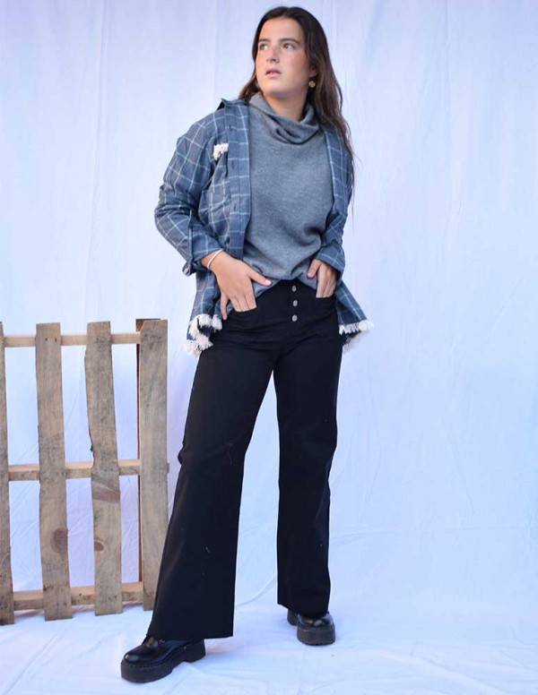 Pantalón culotte jean negro