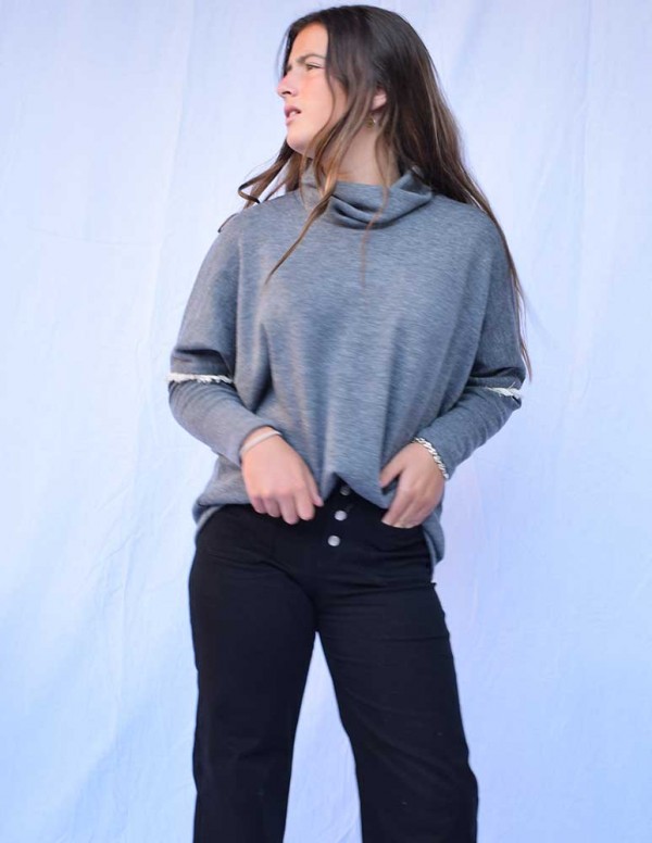 Pantalón culotte jean negro