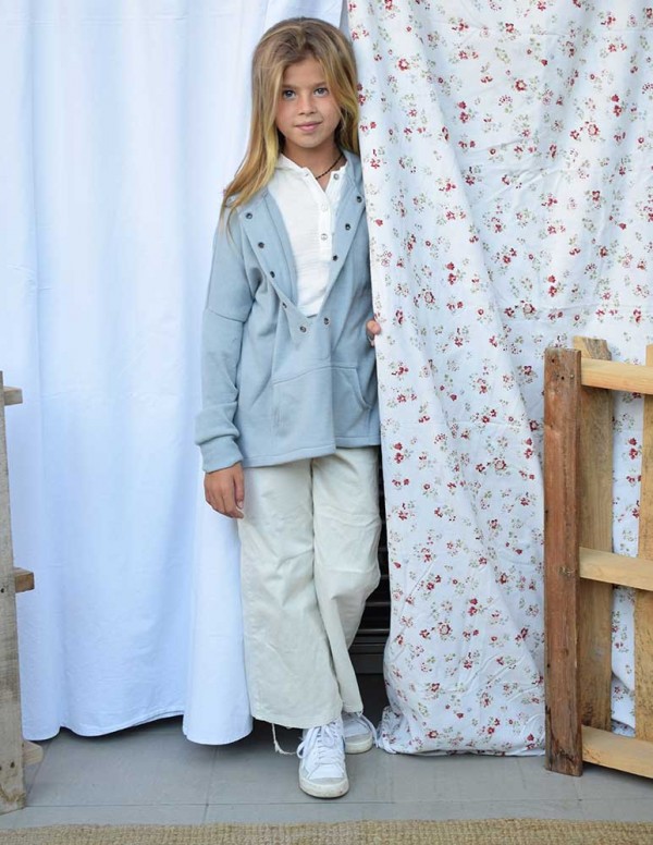 Culotte recto bolsillos blanco roto