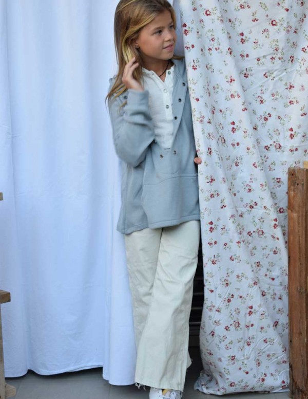 Culotte recto bolsillos blanco roto