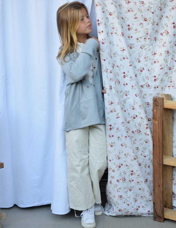 Culotte recto bolsillos blanco roto