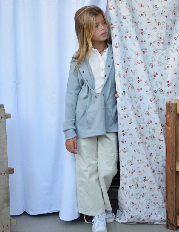 Culotte recto bolsillos blanco roto