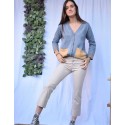 Pantalon vuelta beigue sarga lycra