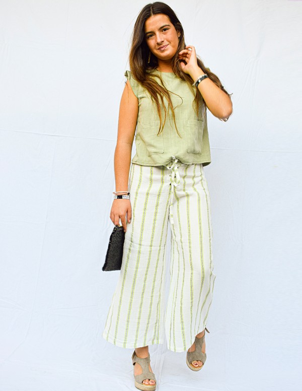 Pantalón stripes lavanda/verde
