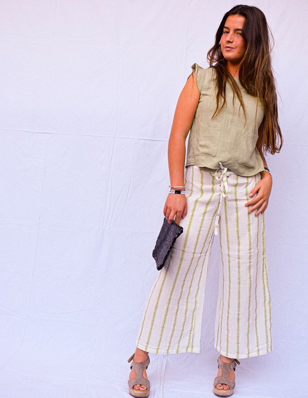 Pantalón stripes lavanda/verde