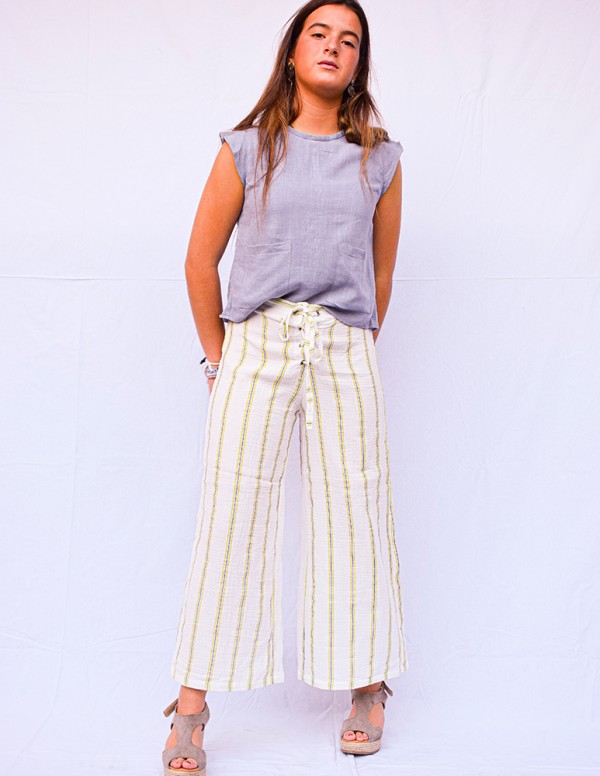 Pantalón stripes lavanda/verde