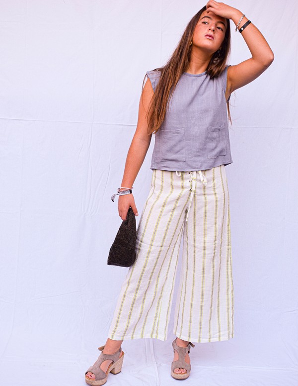 Pantalón stripes lavanda/verde