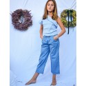 Pantalón tencel vichy azul