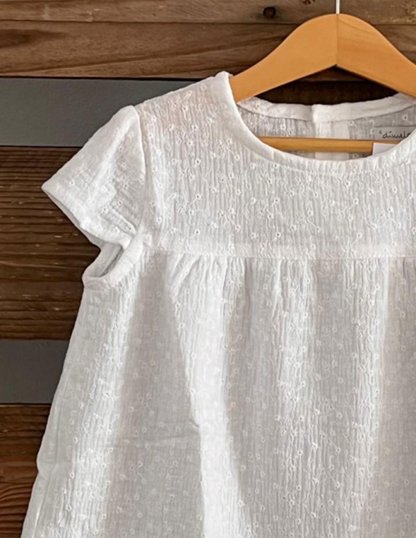 Blusa junior canesu white boble bordado