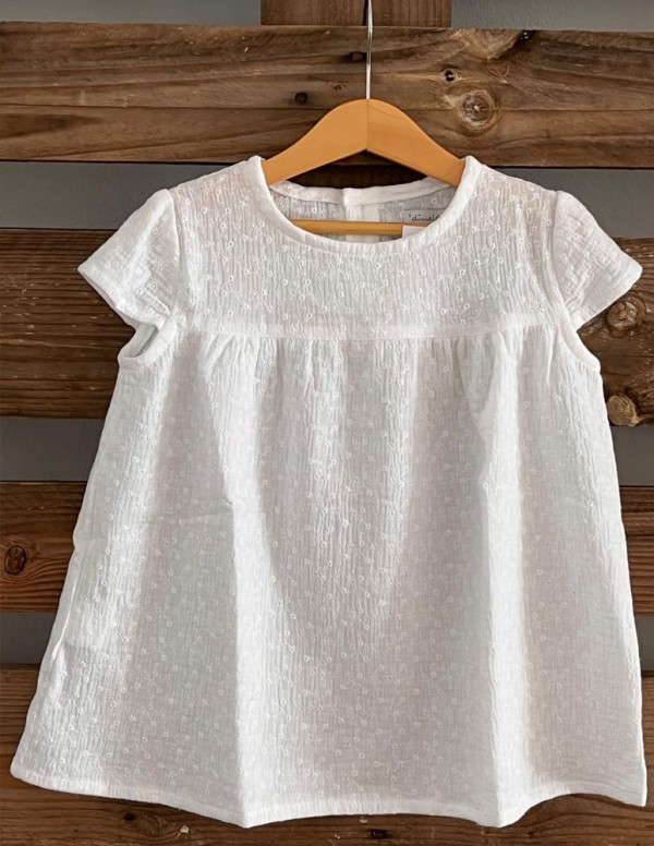 Blusa junior canesu white boble bordado