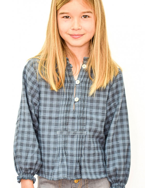 Blusa cuadros junior azul