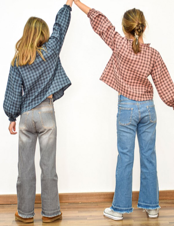 Blusa cuadros junior azul