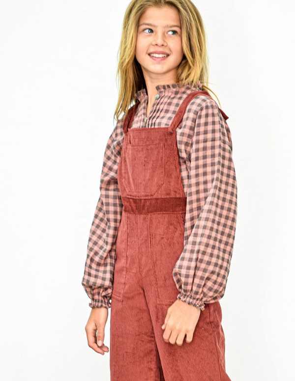 Blusa cuadros junior rosa