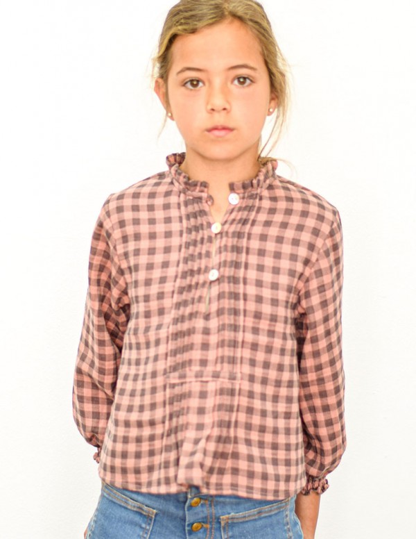 Blusa cuadros junior rosa