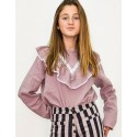 Blusa pico plumeti malva