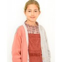 Chaqueta bicolor de punto  coral/gris