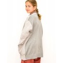 Chaqueta bicolor de punto  coral/gris