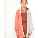 Chaqueta bicolor de punto  coral/gris