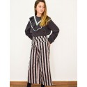 Pantalon rayas malva