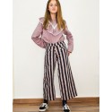 Pantalon rayas malva