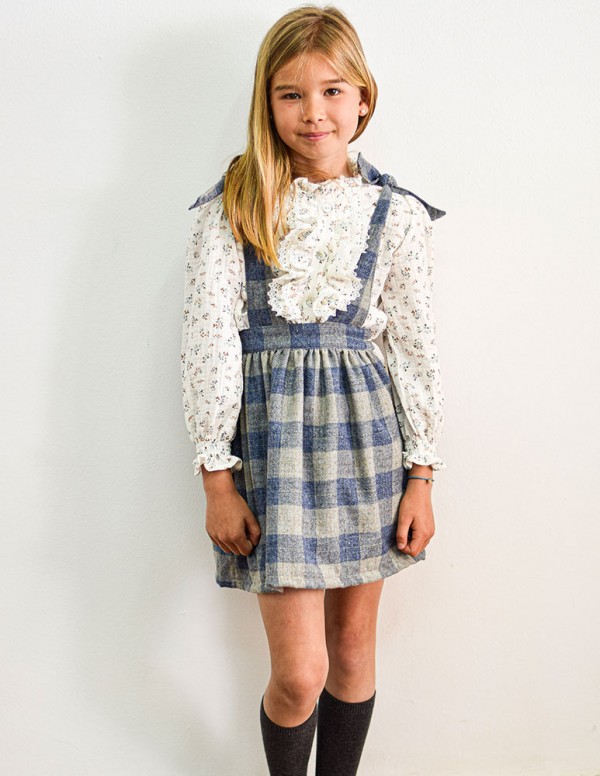 Blusa chorreras azul