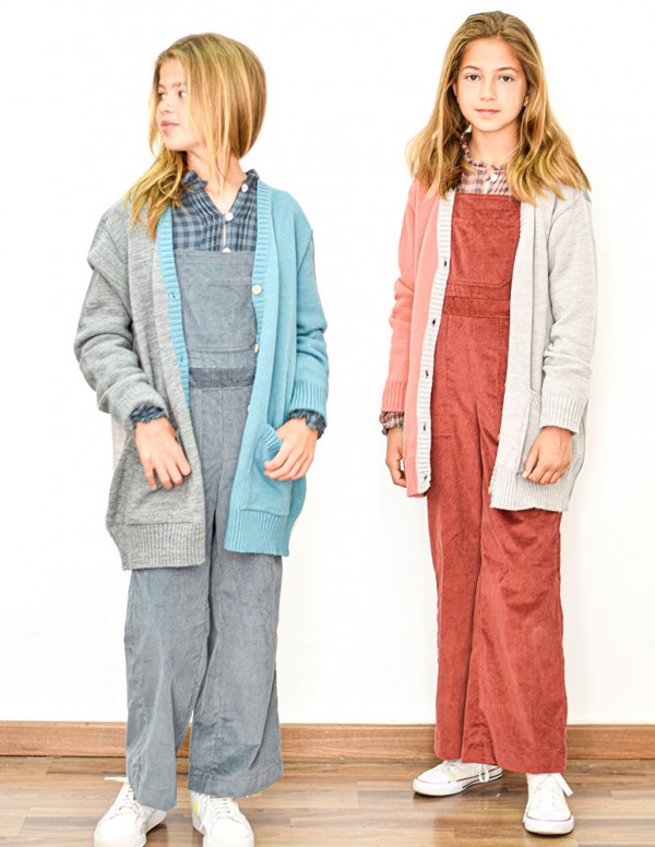 Chaqueta bicolor de punto  coral/gris