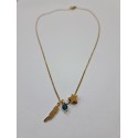 COLGANTE PLUMA Y ESTRELLA PIEDRA EN TONOS AZULES
