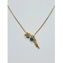 COLGANTE PLUMA Y ESTRELLA PIEDRA EN TONOS AZULES