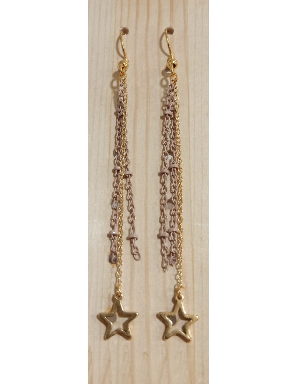 PENDIENTES LARGOS ESTRELLA CON CADENITA DE COLOR