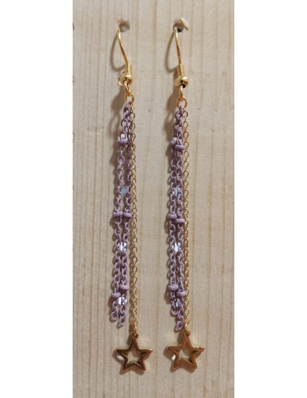 PENDIENTES LARGOS ESTRELLA CON CADENITA DE COLOR