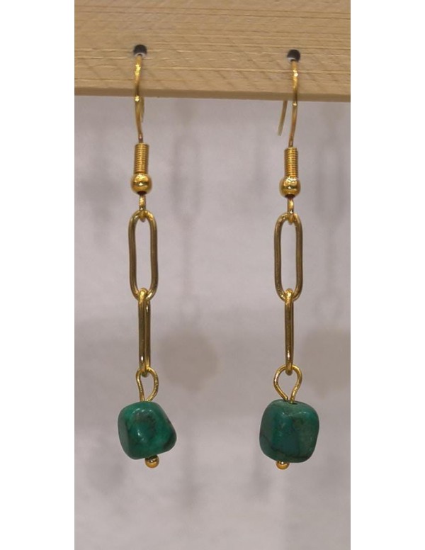 PENDIENTE LARGO CADENA Y PIEDRA