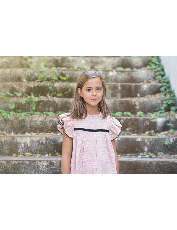 Vestido zigzag rosa| Dimelo Hilando SS23 2