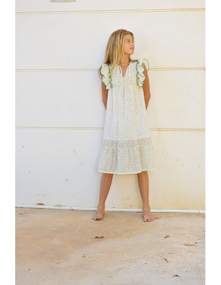 Vestido flores verde| Dimelo Hilando SS23