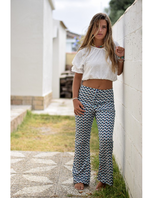 Pantalón campana coral agua| Dimelo Hilando SS23