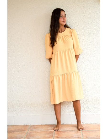 Vestido liso mostaza
