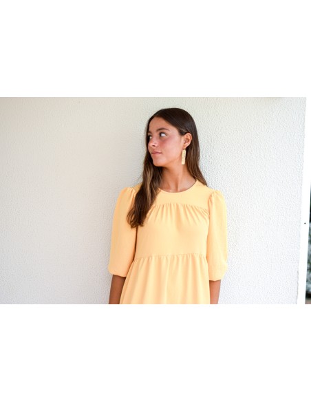 Vestido liso mostaza
