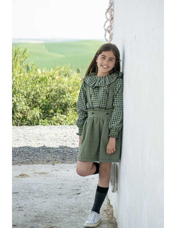 Blusa Volante Vichy Verde| Dimelo Hilando AW23/24