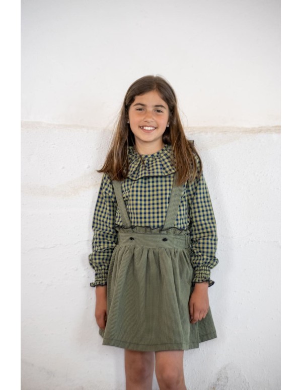 Blusa Volante Vichy Verde| Dimelo Hilando AW23/24 2