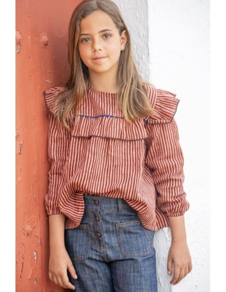 Blusa Mil Rayas Niñas Fluor| Dimelo Hilando AW23/24