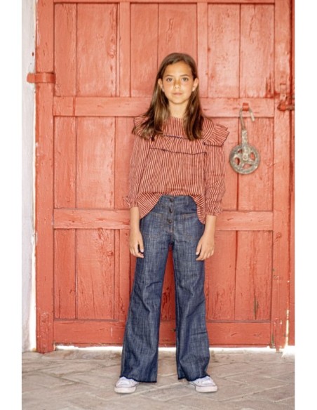 Blusa Mil Rayas Niñas Fluor| Dimelo Hilando AW23/24