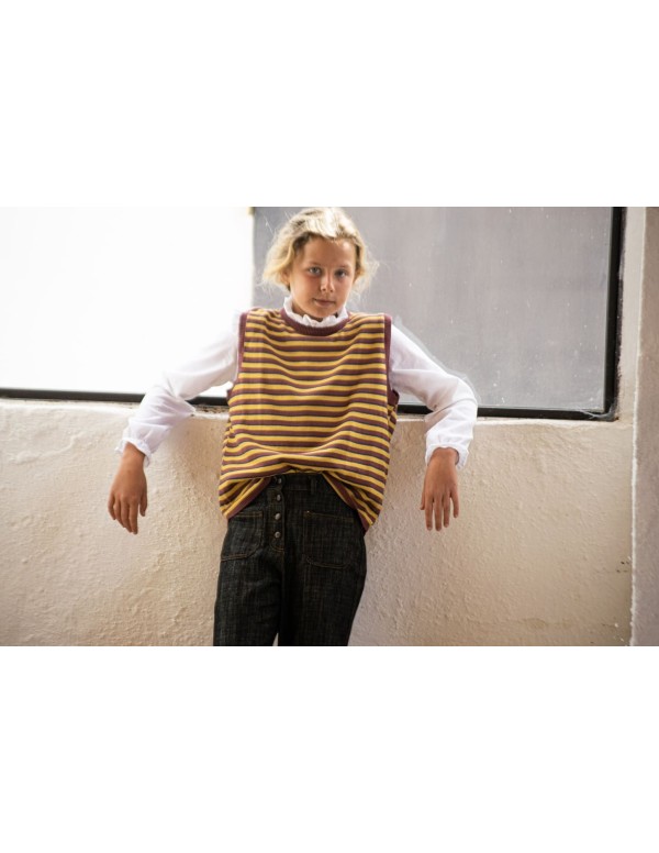 chaleco rayas rosa/mostaza| Dimelo Hilando AW23/24
